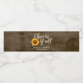 Rustikale Sonnenblumen Y’all Water Flasche Label Wasserflaschenetikett (Einzelnes Label)