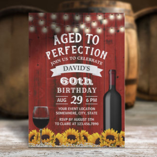 Rustikale Sonnenblumen zum 60. Geburtstag Weinpart Einladung
