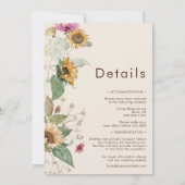 Rustikale Sonnenblumenbeige - alles in einer Hochz Einladung (Rückseite)