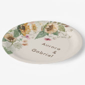 Rustikale Sonnenblumenbeige Hochzeitspapier-Teller Pappteller (Schrägansicht)