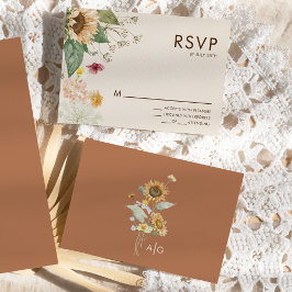 Rustikale Sonnenblumenbeige - RSVP Response Card Karte