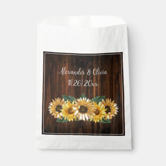 Rustikale Sonnenblumenbeutel Gastgeschenk Hochzeit Geschenktütchen (Vorderseite)