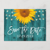 Rustikale Sonnenblumenblume Aquamarine Barensehe r Ankündigungspostkarte (Vorderseite)