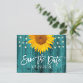 Rustikale Sonnenblumenblume Aquamarine Barensehe r Ankündigungspostkarte (Stehend Vorderseite)