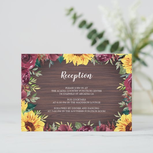 Rustikale Sonnenblumenblume Begleitkarte (Stehend Vorderseite)