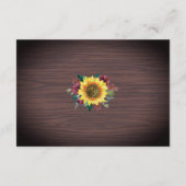 Rustikale Sonnenblumenblume Begleitkarte (Rückseite)