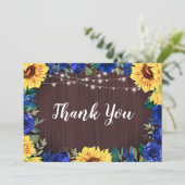 Rustikale Sonnenblumenblume Bläserblume Dankeskarte (Stehend Vorderseite)