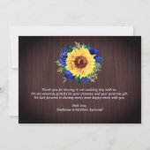 Rustikale Sonnenblumenblume Bläserblume Dankeskarte (Rückseite)