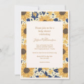 Rustikale Sonnenblumenblume Gelb Blauer Babydusche Einladung (Vorderseite)