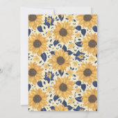 Rustikale Sonnenblumenblume Gelbe blaue Script Hoc Einladung (Rückseite)