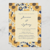 Rustikale Sonnenblumenblume Gelbe blaue Script Hoc Einladung (Vorne/Hinten)