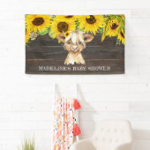 Rustikale Sonnenblumenblume Hochland Kuh Babydusch Banner (Insitu)