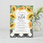 Rustikale Sonnenblumenblume I Do GRILLEN Brautpart Einladung (Stehend Vorderseite)