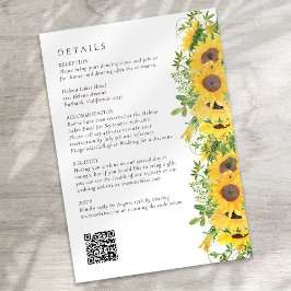 Rustikale Sonnenblumenblume QR Code Hochzeit Begleitkarte