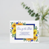 Rustikale Sonnenblumenblume Rose Hochzeit ändern d Ankündigungspostkarte (Stehend Vorderseite)