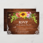 Rustikale Sonnenblumenblume RSVP Karte (Vorne/Hinten)