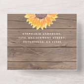 Rustikale Sonnenblumenblütenblütenhochzeit All In One Einladung (Rückseite)