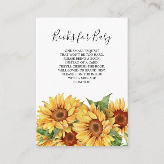 Rustikale Sonnenblumenbücher für Babykarten Begleitkarte (Vorderseite)