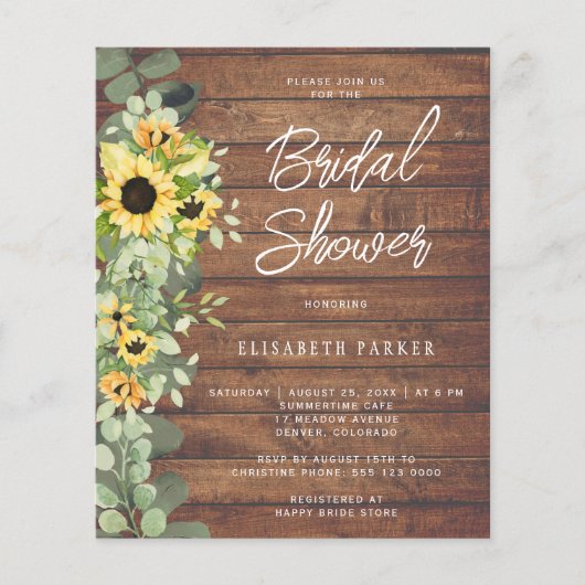 Rustikale Sonnenblumendusche (Vorderseite)