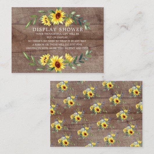 Rustikale Sonnenblumendusche Brautparty Begleitkarte (Vorne/Hinten)