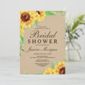 Rustikale Sonnenblumendusche Einladung (Stehend Vorderseite)