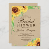Rustikale Sonnenblumendusche Einladung (Vorne/Hinten)