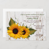 Rustikale Sonnenblumendusche Einladung (Vorne/Hinten)