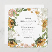 Rustikale Sonnenblumendusche Einladung (Vorne/Hinten)