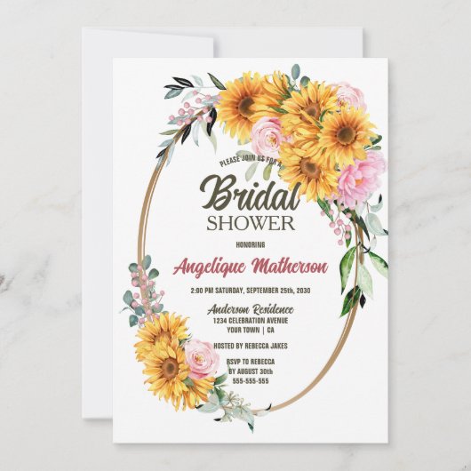 Rustikale Sonnenblumendusche Einladung (Vorderseite)