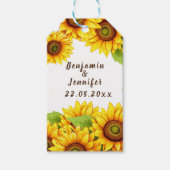 Rustikale Sonnenblumendusche Gastgeschenk Hochzeit Geschenkanhänger (Vorderseite)