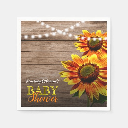 Rustikale Sonnenblumendusche Serviette (Vorderseite)