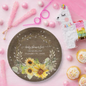 Rustikale Sonnenblumendusche Wasserfarben Babydusc Pappteller (Party)