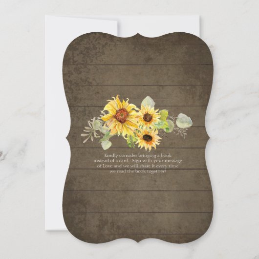 Rustikale Sonnenblumendusche Weiße Pumpkin Baby Du Einladung (Rückseite)