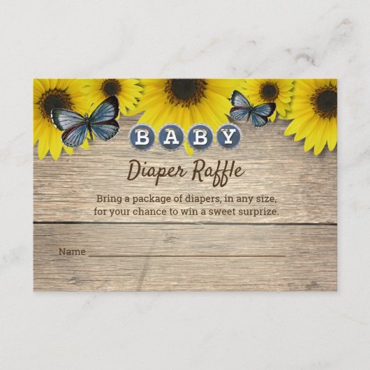 Rustikale Sonnenblumendusche Windelwanne Windelwan Begleitkarte (Vorderseite)
