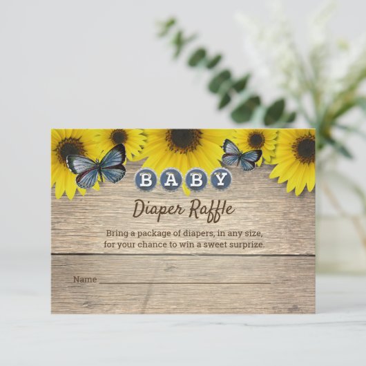 Rustikale Sonnenblumendusche Windelwanne Windelwan Begleitkarte (Stehend Vorderseite)