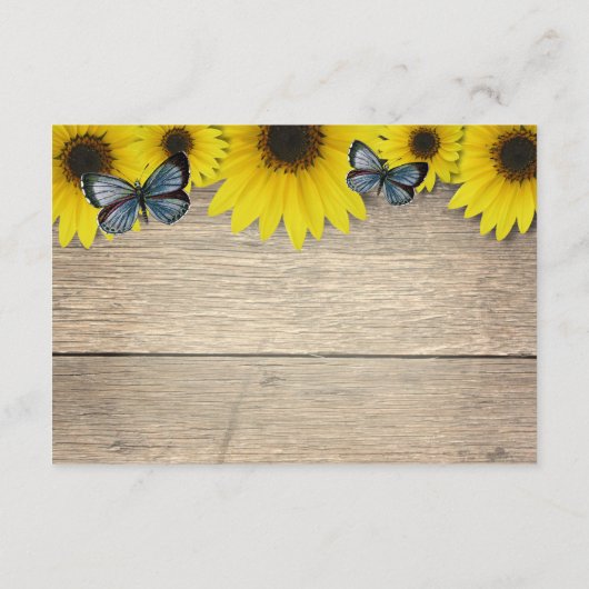 Rustikale Sonnenblumendusche Windelwanne Windelwan Begleitkarte (Rückseite)