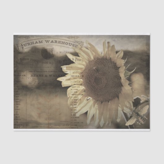 Rustikale Sonnenblumenfarm Ephemera Decoupage Seidenpapier (Vorderseite)