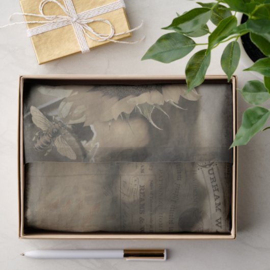 Rustikale Sonnenblumenfarm Ephemera Decoupage Seidenpapier (Geschenk)