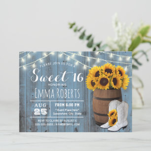 Rustikale Sonnenblumenfass-Staubblau-Scheune Sweet Einladung