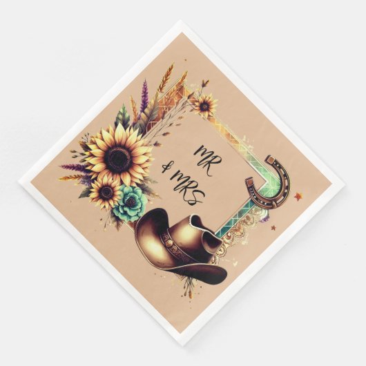 Rustikale Sonnenblumenfeier Napkins Serviette (Ecke)