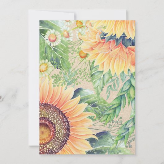 Rustikale Sonnenblumenfreund Einladung (Rückseite)