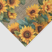 Rustikale Sonnenblumengrenze auf Holzdekoupage Seidenpapier (Ausschnitt)