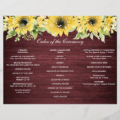 Rustikale Sonnenblumengrün - Gedecktes Hochzeitspr Flyer (Hinten)