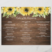 Rustikale Sonnenblumengrün - Gedecktes Hochzeitspr Flyer (Hinten)