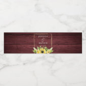 Rustikale Sonnenblumengrün Hochzeit Wasser Flasche Wasserflaschenetikett (Einzelnes Label)