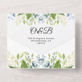 Rustikale Sonnenblumengrün Kalligrafie UAWG Weddin All In One Einladung (Rückseite)