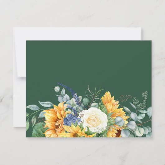 rustikale Sonnenblumengrün personalisiert Mitteilungskarte (Rückseite)