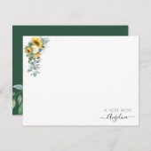 rustikale Sonnenblumengrün personalisiert Mitteilungskarte (Vorne/Hinten)