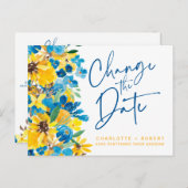 Rustikale Sonnenblumenhochzeit ändert das Datum Ankündigungspostkarte (Vorne/Hinten)