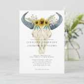 Rustikale Sonnenblumenhochzeit Bohemisches Land Einladung (Stehend Vorderseite)